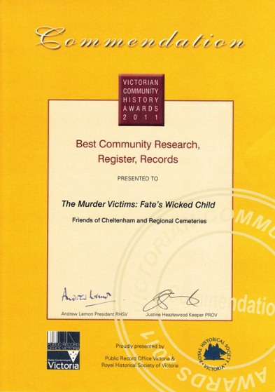 Victoria Community History Awards - Commendation